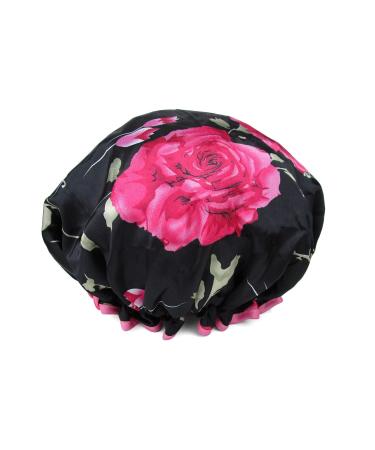 1 Pcs Waterproof Shower Cap for Women Quanchen Reusable Printed Satin Bathing Shower Caps for Hair Protection (07 Dog)