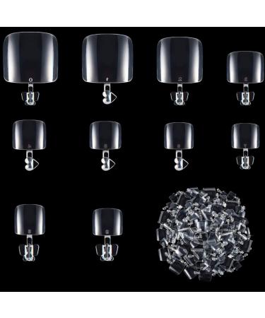 500PCS Short Toe False Nails Tips Clear French Press on Toenails Short Square False Acrylic Full Cover Artificial Tip Manicure with Box for Nail Salon Home DIY Nail Transparent