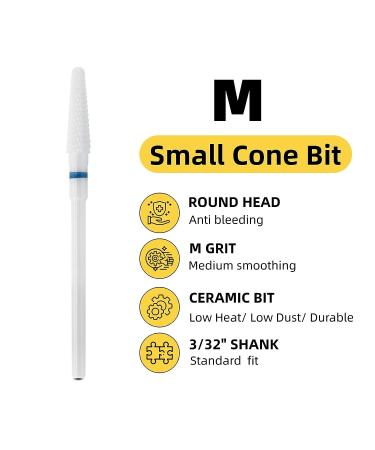 MaryCarrie Ceramic Small Cone Cuticle Clean Drill Bit - 3/32 Inch Shank - Acrylic Nails Gel Remover - White (Medium Grit) - Buy Online on GoSupps.com
