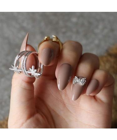Custom Hujl Artificial Nails - Full Color Crystal & Silver Butterfly Design | Shiny Drop-Shaped Fake Nails - USA & International Shipping - Buy Online on GoSupps.com