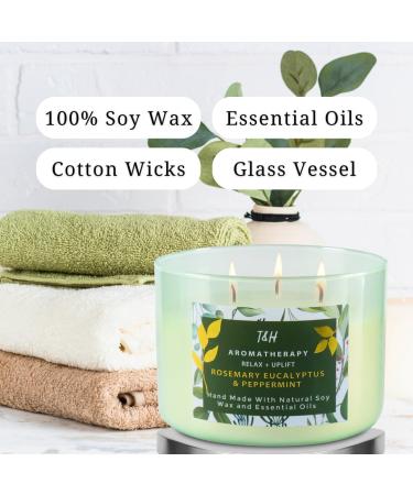 Rosemary Eucalyptus Peppermint Candle | Highly Scented 3 Wick Natural Soy Candle for Aromatherapy & Stress Relief | Perfect Fresh Scented Candle for Home - Buy Online on GoSupps.com