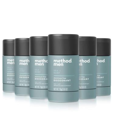 Method Mens Aluminum-Free Deodorant Sea & Surf 2.65 Ounce (Pack of 6) - Buy Online on GoSupps.com