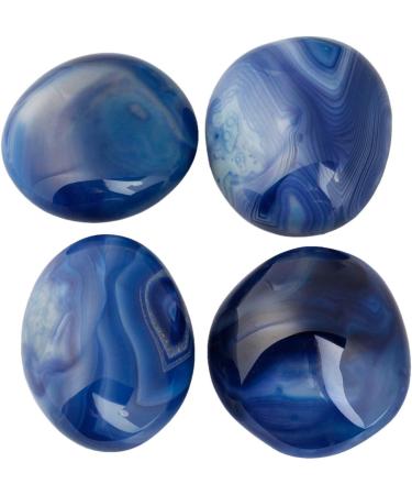 MookaiTedecor Nature Gemstone Drumstone - Polished Blue Agate Energy Healing Crystal for Reiki & Home Decor - Buy Online on GoSupps.com