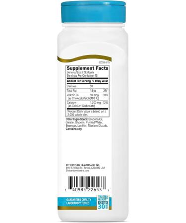 21st Century Calcium 600 + D Liquid Filled Softgels - 90 ct per Serving Pack of 3 - Buy Online on GoSupps.com