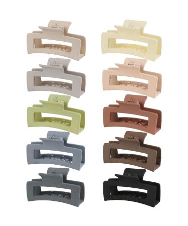 10Pcs Hair Claw Clips for Thick Hair  4.1Inch Large Hair Clips  Square Banana Clip for Women Girls Strong Hold Non-slip Matte Hair Clip Style1 10Pcs Style1