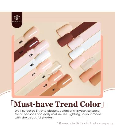 Modelones 20 Pcs Dip Powder Nail Kit Starter - 8 Fall Nude Brown Colors - Acrylic Dipping System with Essential Tools for French Manicure - Buy Online on GoSupps.com