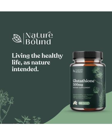 Nature Bound 500mg Glutathione Supplement - Skin Whitening Pills with Milk Thistle & Alpha Lipoic Acid - 30 Veg Capsules - Buy Online on GoSupps.com