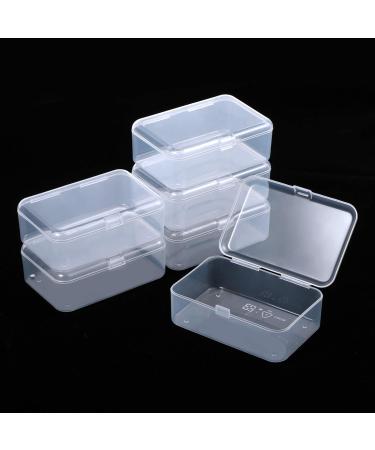 ISKYBOB 6 Packs Small Plastic Storage Containers, Clear Rectangle Bead Organizer Case with Lids for Crayons, Crafts, Bobby Pin Holder(3.7x 2.4in)