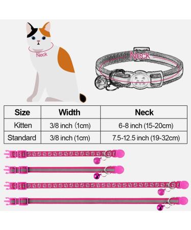 Taglory Reflective Cat Collar with Safety Clasp & Bell - 2-Pack Adjustable Hot Pink Collars for Cats & Kittens (15-20cm) - Buy Online on GoSupps.com