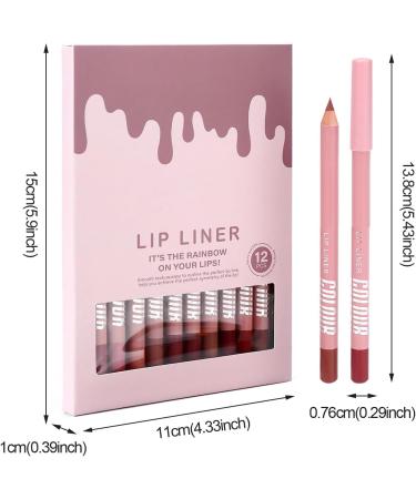 Lip Pencil Set - 12 Colors Natural Matte Creamy Long-Lasting Makeup Supplies Lip Pencil Kit - for Home Travel Day Out Party Wedding Winter Autumn Spring Office School Rendezvous - Buy Online on GoSupps.com