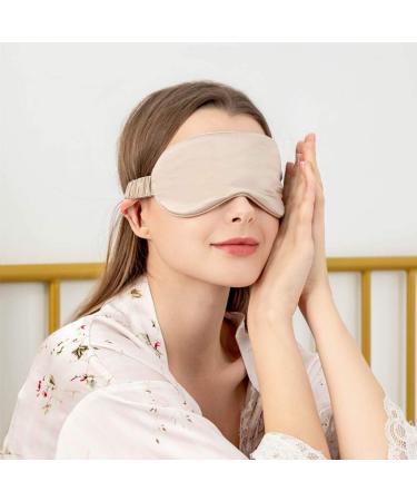 THXSILK 100% 25 Momme Pure Mulberry Silk Sleep Mask - Super Smooth Cooling Eye Mask for Women/Men/Kids - Blackout Eye Cover with Wide Head Strap - Champagne - Buy Online on GoSupps.com