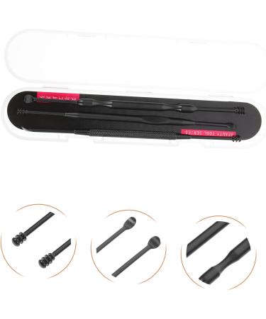 Lurrose Stainless Steel Ear Pick Set - Earwax Remover Tool for Ear Cleaning - Convenient Ear Accessory - Black, 14.5x3x1.2cm - Buy Online on GoSupps.com