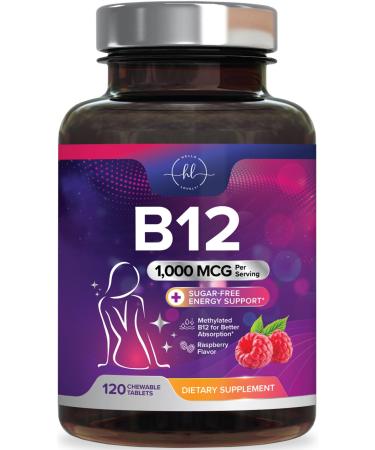 Hello Lovely! B 12 Vitamin Chewables 1000 mcg - B12 Complex with Heart & Nerve Energy Health Support - Vitamin B-12 Complex for Adults with Immune Health Support - Bottled in USA - 120 Chewables 120 Count (Pack of 1)