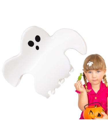 Bat Claw Clip Halloween Clips for Hair Halloween Hair Claw Clips Black Hair Clips Cute Halloween Hair Accessories Bat Spider Web Hairpins Hair Grips Jaw Clips for Costume Pochy White Waving Ghost