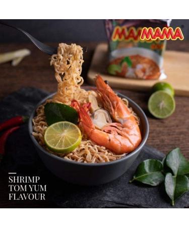 MAMA Tom Yum Shrimp Noodles Halal 60g Pack of 5 - Delicious Thai Flavors Hot & Spicy Noodles w/Shrimp Tom Yum Soup Base No Trans Fat w/Fewer Calories Than Deep Fried Noodles - Buy Online on GoSupps.com