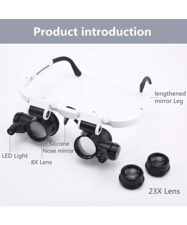 Headheld Magnifying Glass with Light 2 Group Replaceable Lens 8X 23X Hd Identification Engraving Tool Watch Repair Binocular Glasses Hands Free Magnifier - Buy Online on GoSupps.com