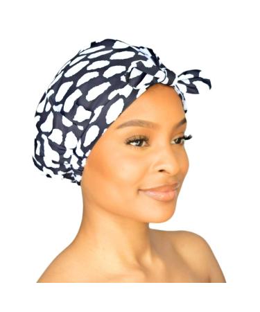 GRACE & COMPANY Luxury Shower Cap For Women - 100% Waterproof, Reusable, Washable & Breathable Shower Caps-Casablanca