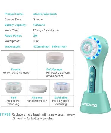 Rechargeable Face Scrubber Exfoliator - Waterproof Facial Cleansing Brush with 5 Brush Heads | Electric Spin Brush for Deep Cleansing & Massaging - Buy Online on GoSupps.com