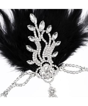 Silver FRCOLOR Flapper Headband 1920's Great Gatsby Vintage Feather Rhinestone Headpiece - Buy Online on GoSupps.com