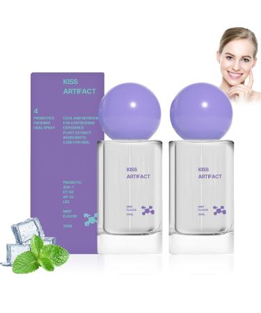 2pcs Probiotic Oral Spray for Long-Lasting Freshness Alcohol-Free Oral Spray with Probiotics for Breath Care Dual Cooling Probiotic Breath Spray Convenient Travel-Sized Breath Spray (20ml/0.68floz)
