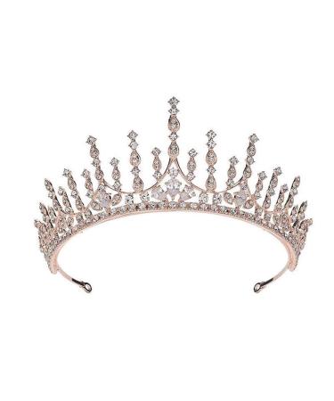 Silver Rose Gold Princess Crystal Tiara Crown For Birthday Party Elegant Crown Women's Headbands Bridal Wedding Prom Headbands for Women (Rose Gold)