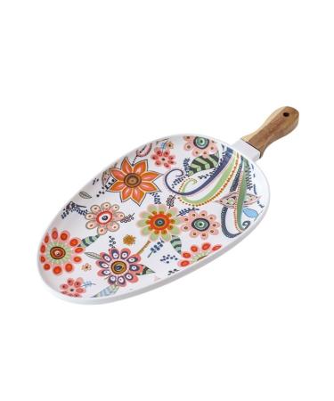 Fruit Tray Butterfly Love Flower Series High Temperature Matte Glazed Handle Oval Steak Plate Food Plate Ceramic Plate Kitchenware