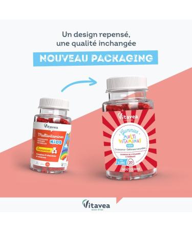 Vitavea - Multivitamins Kids Gummies Food Supplement for Growth Natural Defenses Vitamin C Vitamin D Iodine Zinc Ages 3 years and above 20 Gummies Cure for 10 to 20 days Made in Europe - Buy Online on GoSupps.com