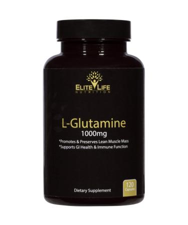L-Glutamine 1000mg - Best L Glutamine Supplement - Pure, Natural, and Vegan Amino Acid - Promotes and Preserves Lean Muscle Mass - Supports GI Health and Immune System Function - 120 Capsules
