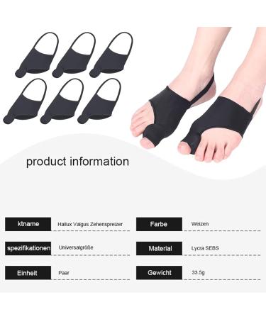 Buy EUR 6-Piece Hallux Valgus Toe Spreader & Bunion Corrector Socks - Anti-Slip Belt Gel Pads Bale Protection | Black - Buy Online on GoSupps.com