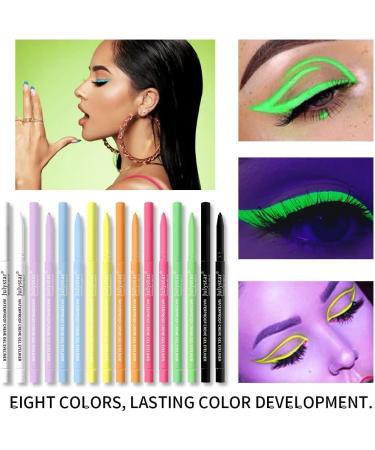 INTEROOKIE Colorful UV Fluorescent Gel Eyeliner Pen Waterproof Oil-Resistant Non-Staining Beauty Makeup with Pearlescent Eyeliner Pen (J97) - Buy Online on GoSupps.com