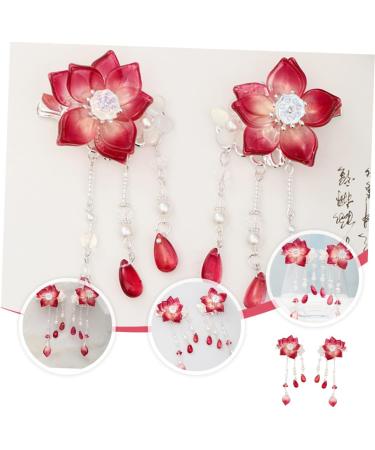 FAVOMOTO 3 Pairs Hair Accessories Flower Hairpin Chinese Tassel Hair Clip Lady Hairpins Hair Clips Accessories Japanese Flower Hair Clip Pearl Tiara Crystal Chinese Style Child Safflower - Buy Online on GoSupps.com