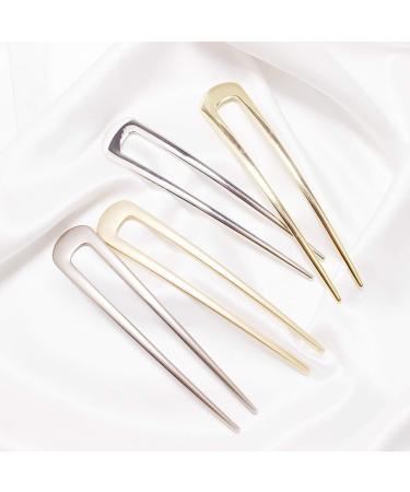 Balancy 4 Pack Metal U Shaped Hair Pins - Gold & Silver Chignon Clips for Women and Girls - Buy Online on GoSupps.com