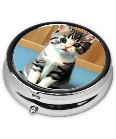 Portable Travel Pill Box | 3 Compartment Round Organizer | Bedroom Kitten Pill Box for Easy Travel - Buy Online on GoSupps.com