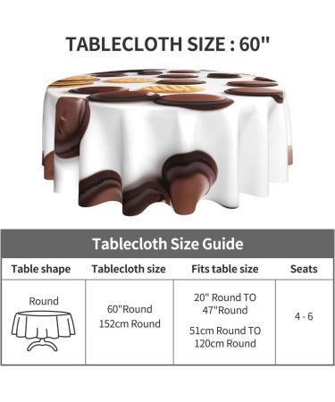 FRESQA Cookies Food Chocolate Chip Biscuits Round Tablecloth 60 NCH Waterproof Washable Kitchen Dining Room Round Tablecloth Cookies Food Chocolate Chip Biscuits One Size - Buy Online on GoSupps.com