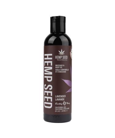 Hemp Seed Massage & Body Oil - 8 fl. oz. - Nourishing Moisturizing Massage Oil - Hemp Seed Apricot Grapeseed & Sweet Almond Oil - Vegan & Cruelty Free Lavender