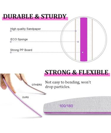 Nail Files 20PCS Professional Double Sided 100/180 Grit Nail Files Emery Board Manicure Pedicure Tool and Nail Buffering Files - Buy Online on GoSupps.com