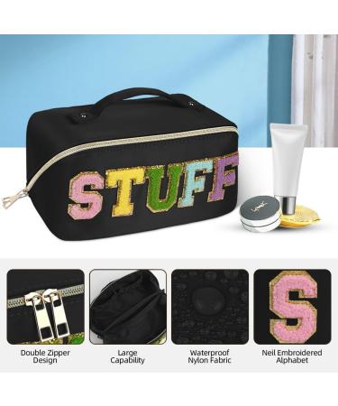 Aucuu Premium Nylon Cosmetic Travel Bag | Large Capacity Zipper Organizer | Waterproof Portable Makeup Case | Gift for Women (Black) #19 - Buy Online on GoSupps.com