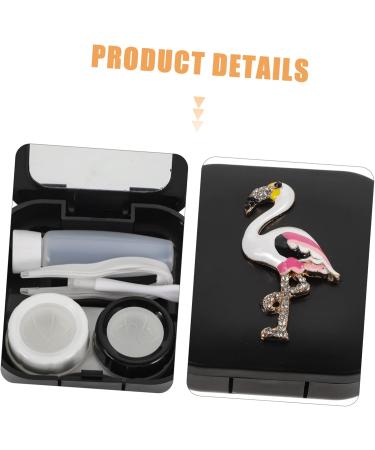 Ultechnovo Flamingo Pattern Contact Lens Organizer Set - Stylish Eye Lens Container & Travel Makeup Bracket for Lenses & Glasses - Buy Online on GoSupps.com