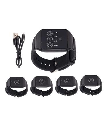 Fockety Restaurant Pager System 433.92MHz Wireless Caregiver Pager Multi Wrist Pager Restaurant Buzzer Pagers IPX7 Waterproof Wireless Calling System Watch Receiver for Elderly (4 for 1)