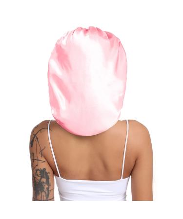 Awegeo Satin Bonnet Silk with Adjustable Straps - Jumbo Size Pink Satin Bonnet for Women with Long Curly Hair - Stretchy Tie Band for Sleeping - Buy Online on GoSupps.com