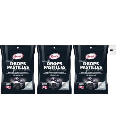 Value Bundle: KERRS Candy - Cough Drops - Cold & Sore Throat Candy with No Artificial Flavours MINTS - Hard Candy - Bonbon - Candies - Custom Value Bundle Branded Pack of 30 Per Bags - 3 Bags - 90 Drops Total (BLACK LICORICE)