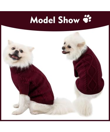 Buy Breathable Fat Dog Sweater for Christmas - Turtleneck Knitted Pet Clothing for French Bulldogs & Chihuahuas - Warm Burgundy XL Outfits - Buy Online on GoSupps.com