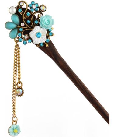 Frcolor Wooden Hair Pin Chinese Hair Sticks with Tassel Retro for Women Hair Styling Blue - Buy Online on GoSupps.com