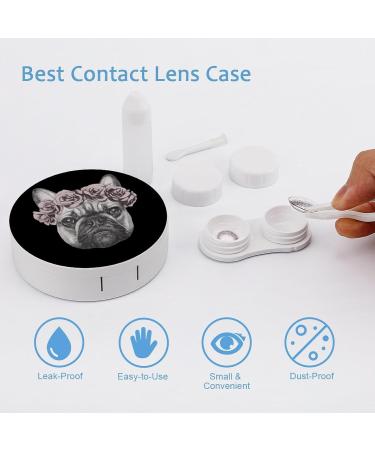 French Bulldog Rose Crown Contact Lens Travel Kit - Portable Cute Contact Box with Mirror for Daily Use | Shop Now - Buy Online on GoSupps.com