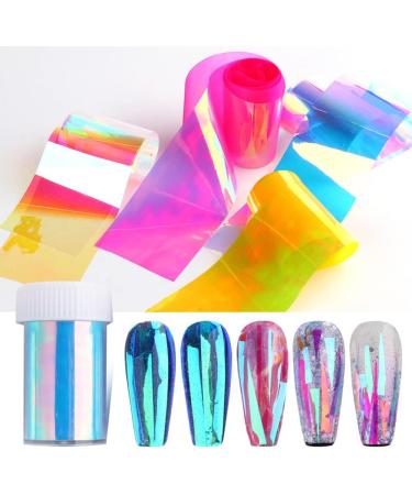 8 Colors Hot Summer Wraps Design Aurora Film Holographic Nail Stickers Ice Cube Glass Paper Nail Foil Sparkly(K02) - Buy Online on GoSupps.com