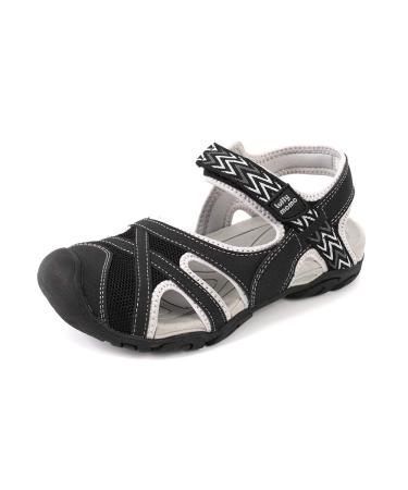 Heva women hike outdoor sandals closed toe adjustable Velcro fastener outdoor sports sandals women trekking athletic walking shoes black 39 EU