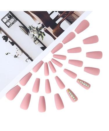 Brishow Long Pink Artificial Nails - 24pcs Press-On Nails with Rhinestones for Women & Girls Shop Now! - Buy Online on GoSupps.com