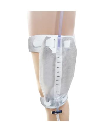2 piece urine bag holder catheter holder with soft elastic tissue and non -slip silicone strips stabilization device for safe catheter bag.