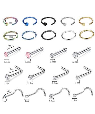 Jconly 46Pcs Ear Nose Lip Piercing Kit - 20G 18G Colorful 316L Steel Needles & Clamps - Buy Online on GoSupps.com