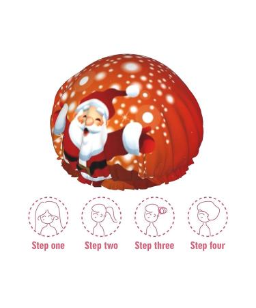 Christmas Santa Claus Shower Cap for Women - Waterproof Elastic Bath Cap for Travel, Spa, Hotel, & Home Use - Buy Online on GoSupps.com